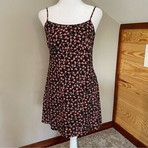 Wild Fable Black Pink Floral Spaghetti Strap Mini Dress Extra Small